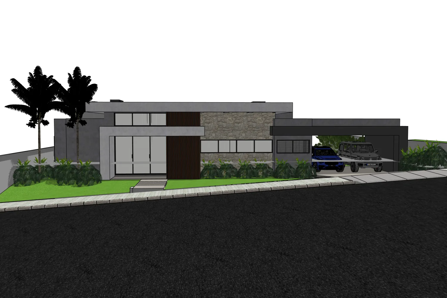 Mesma casa na viewport do SketchUp