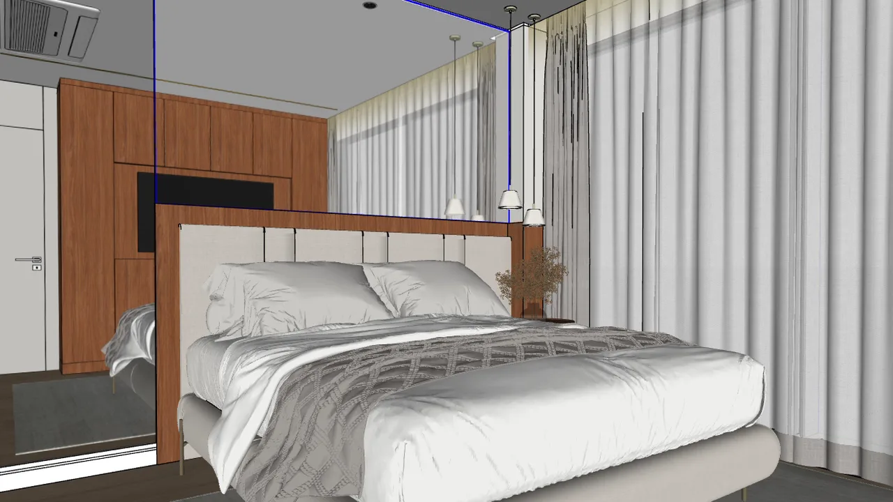 Mesma cabeceira sem luz no SketchUp